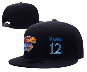 Tucker Vang Kansas Jayhawks Adjustable Snapback Hat Black #12 NCAA 