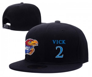 Black NCAA #2 Lagerald Vick Kansas Jayhawks Adjustable Snapback Hat