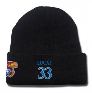 Average Landen Lucas Kansas Jayhawks #33 Black Top Of The World College Player Knit Beanie