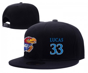 Landen Lucas Kansas Jayhawks Adjustable Snapback Hat Black #33 NCAA 