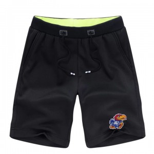 Kansas Jayhawks College Banded Bottom Distressed Short Sandbeach Pants - Black