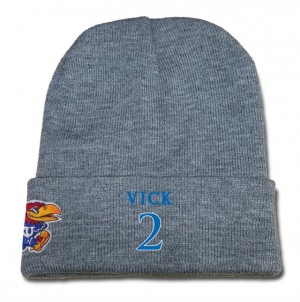 #2 Lagerald Vick Gray Top Of The World College Kansas Jayhawks Player Knit Beanie