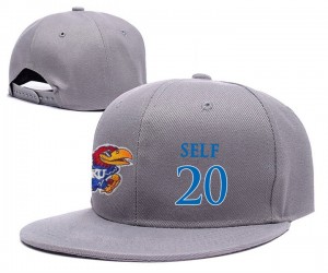 Gray NCAA #20 Tyler Self Kansas Jayhawks Adjustable Snapback Hat