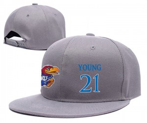 #21 Clay Young Kansas Jayhawks Adjustable Snapback Hat Gray NCAA 