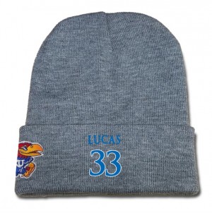 Top Of The World College Gray #33 Landen Lucas Kansas Jayhawks Player Knit Beanie