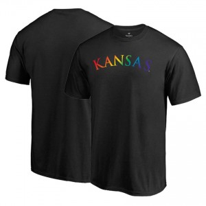 Men's Kansas Jayhawks T-shirt Black College Team Rainbow Team Pride 