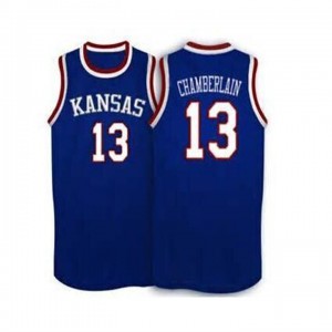 #13 Wilt Chamberlain Blue Men's College Team Basketball Kansas Jayhawks Jersey