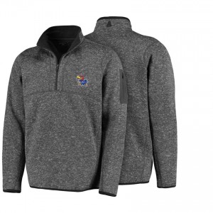 Men's Kansas Jayhawks Half-Zip Pullover Hoodie Gray 