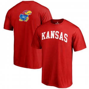 2017 New Season Primetime Team Logo Men's Red NCAA Kansas Jayhawks T-shirt