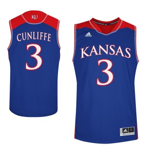 Men's Sam Cunliffe Kansas Jayhawks Performance Jersey Royal #3 NCAA Basketball Player 