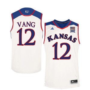 Men's Tucker Vang Kansas Jayhawks Performance Jersey White #12 NCAA Basketball Player 