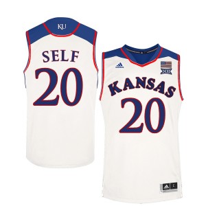 S-XXXL NCAA Basketball Tyler Self Kansas Jayhawks #20 Men's White Player Performance Jersey