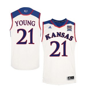 Men's NCAA Kansas Jayhawks #21 Clay Young White Player Basketball Performance Jersey