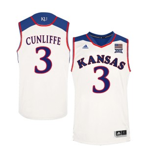 S-XXXL NCAA Basketball Sam Cunliffe Kansas Jayhawks #3 Men's White Player Performance Jersey