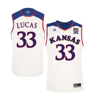 Player Men's White NCAA Basketball #33 Landen Lucas Kansas Jayhawks Performance Jersey