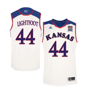 #44 Men's Mitch Lightfoot Kansas Jayhawks Performance Jersey White Player NCAA Basketball 