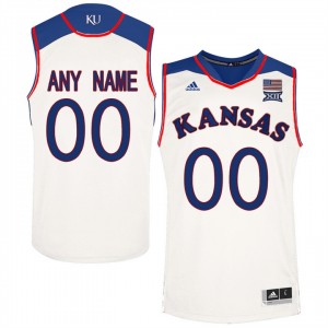 Men's Kansas Jayhawks Jersey White Basketball Name And Number Customized 