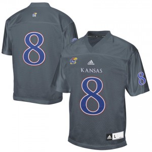 S-XXXL NCAA Football Kansas Jayhawks #8 Men's Gray Jersey