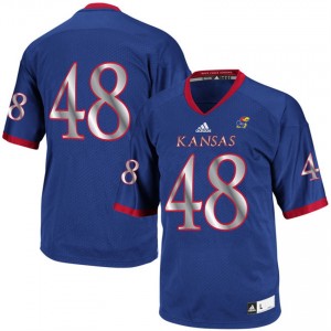 Men's Royal NCAA Football #48 Kansas Jayhawks Jersey