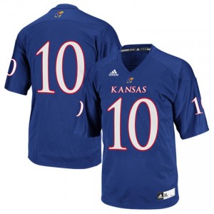 Kansas Jayhawks #10 Men's NCAA Football Jersey - Royal Blue