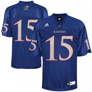 Men's Kansas Jayhawks Jersey Royal Blue #15 NCAA Football 