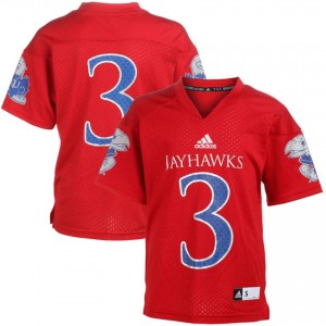 #3 Red Youth Football NCAA Kansas Jayhawks Jersey