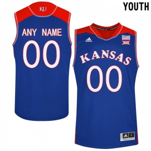 S-3XL Basketball Kansas Jayhawks Youth Royal Name And Number Customized Jersey