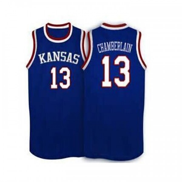 13 Wilt Chamberlain Blue Men's College Team Basketball Kansas